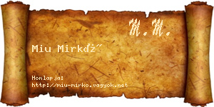 Miu Mirkó névjegykártya